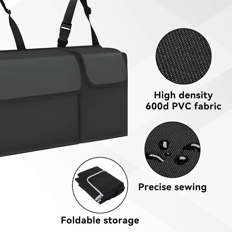 Tioollev Car Trunk Organizer, Backseat Hanging Large Storage with Adjustable Straps,Waterproof PVC Collapsible Cargo Bag, Car Interior Accessories for Auto SUV MPV (Black) - Image 4